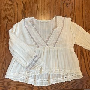 Lucky Brand embroidered babydoll top